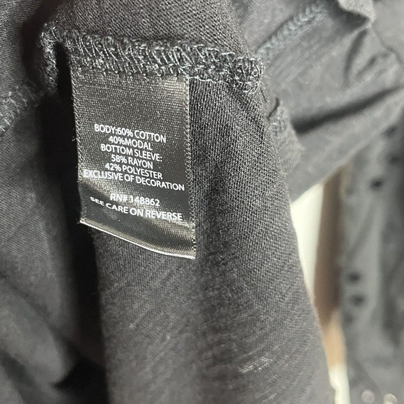 Torrid Eyelet Lace Ruffled Top Black Womens 1X Blouse Dark Romantic Fairy Grunge - Picture 7 of 8